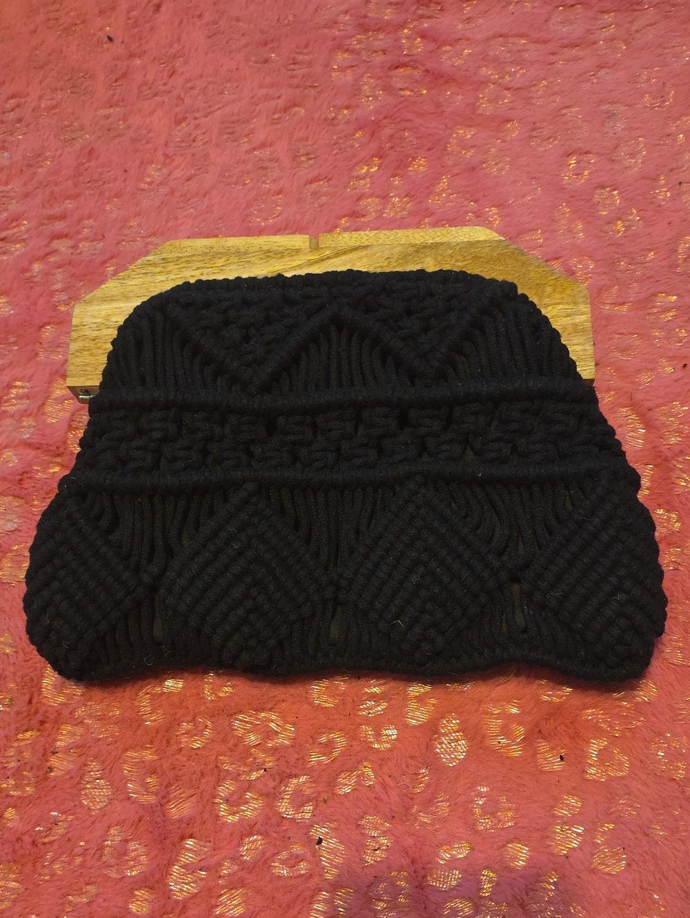 Handmade Black Macrame Clutch